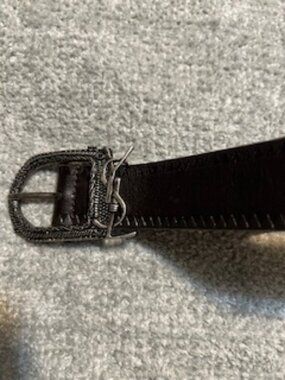 Authentic Almost New Black Yves Saint Laurent YSL With Silver Buckle 90cm.